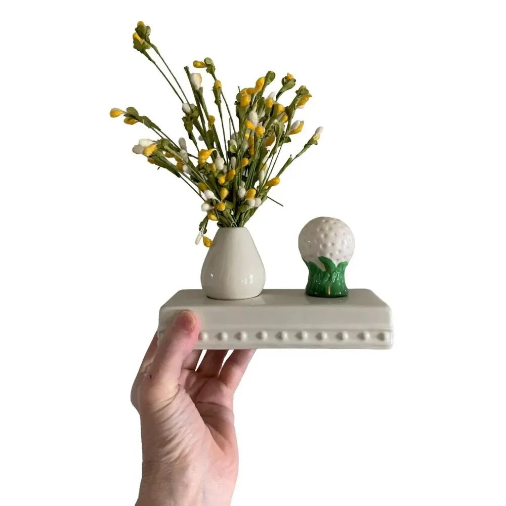 RETIRED Nora Fleming Pearl Dot Bud Vase Toothpick Holder Base Stoneware White S5